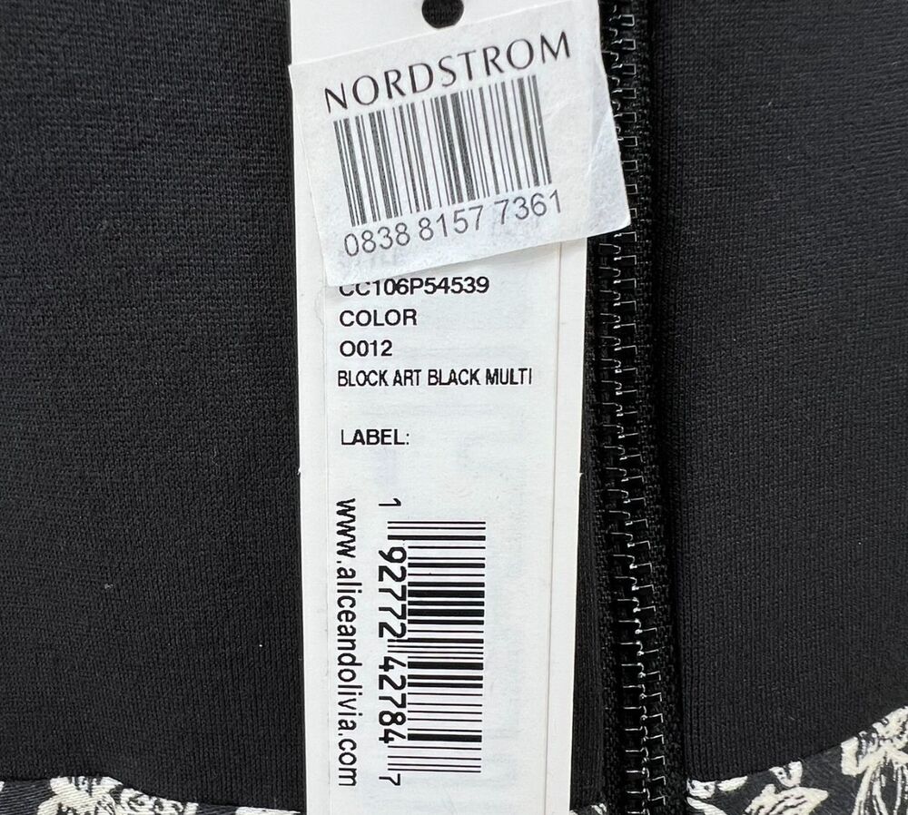 Alice + Olivia Madison Dress 14 Black White Pleated Fit Flare Floral Ballet - Picture 10 of 16